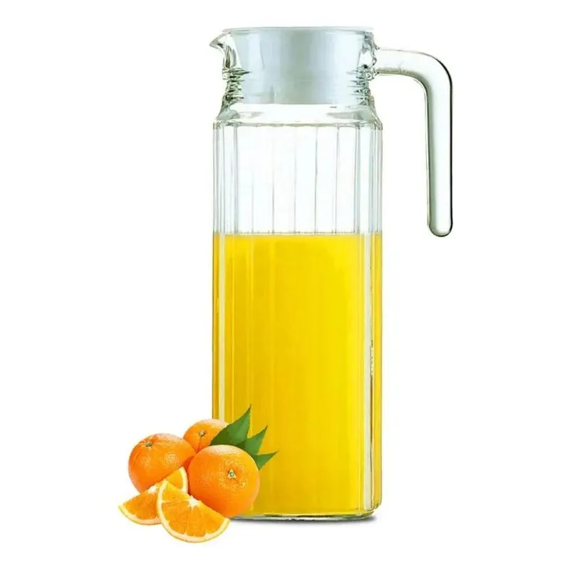 3x Jarra De Suco Agua Vidro Grosso Com Tampa 1 Litro