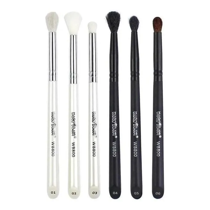 01 Kit De 6 Pincéis Para Maquiagem Macrilan Wb800 Cor Preto