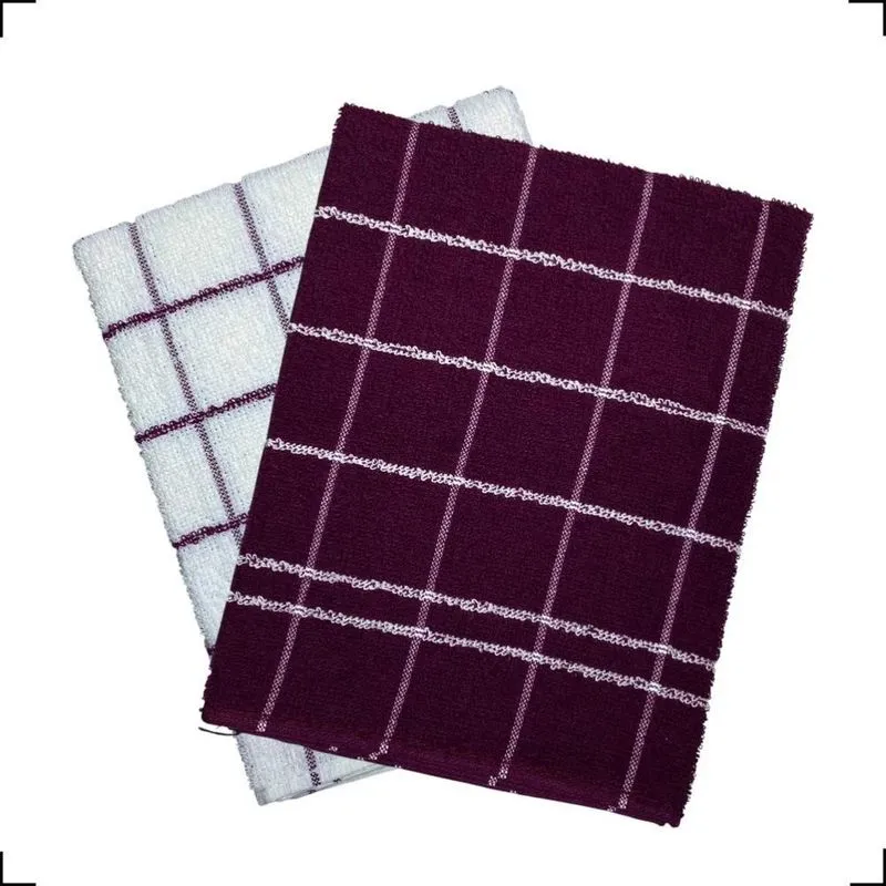 2 Panos De Prato Copa Atoalhado Tek Vermelho / Bco Vermelho