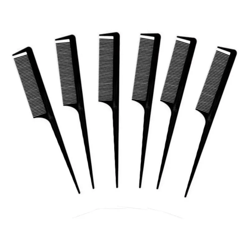 Pente Profissional Com Separador De Mecha Preto Kit 6 Unid