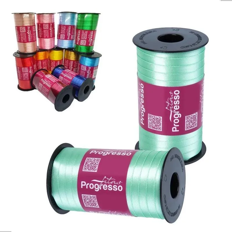 Fita De Cetim 7mm Carretel 100 Metros V 232 - Verde Menta