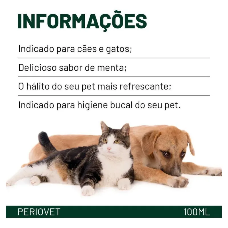 Periovet Spray 100 Ml - Vetnil - Tratamento Tartaro Sabor Me