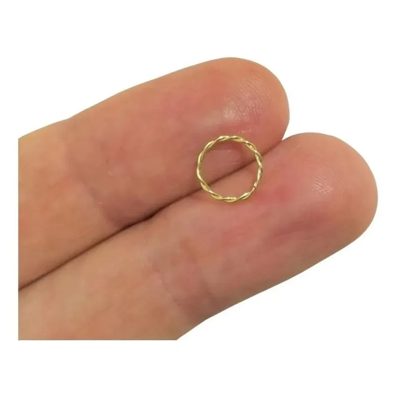 2x Piercing Argola Aço Trançada Banhada A Ouro 8mm