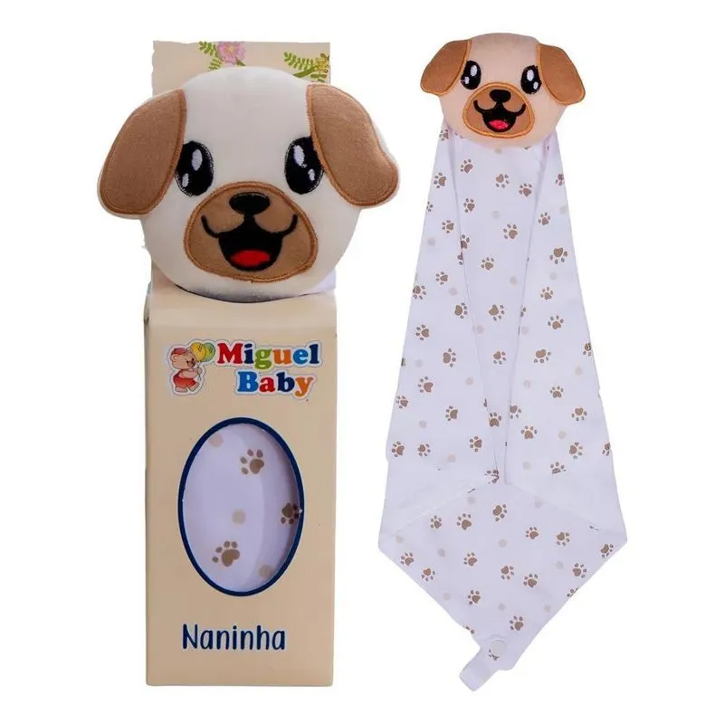 Naninha Para Bebe Bichinhos Com Porta Chu Cachorro Bege