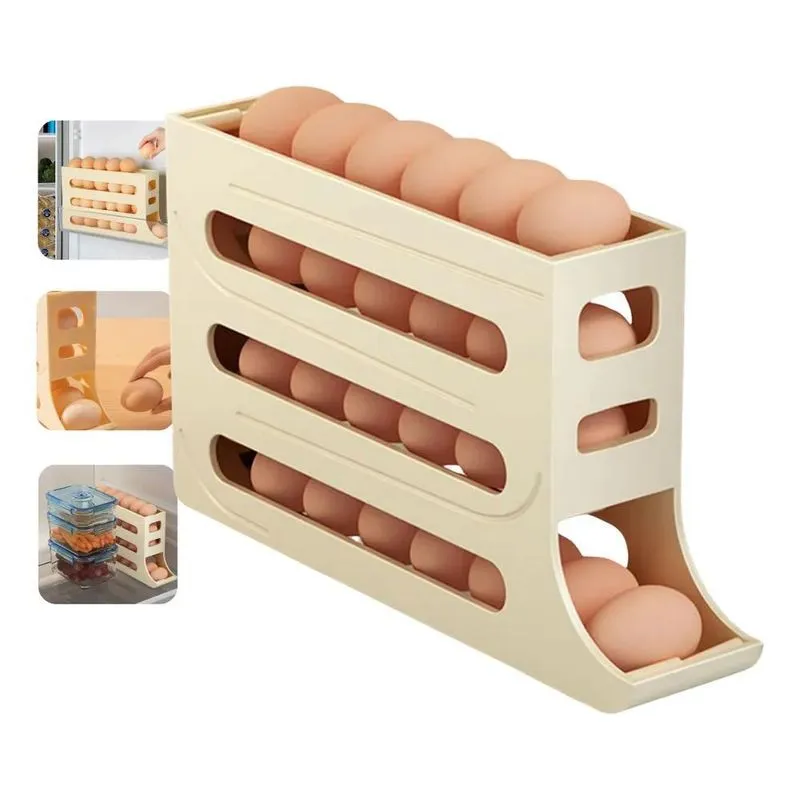 2x Porta Ovos Suporte 30 Ovos Organizador Geladeira De Plást