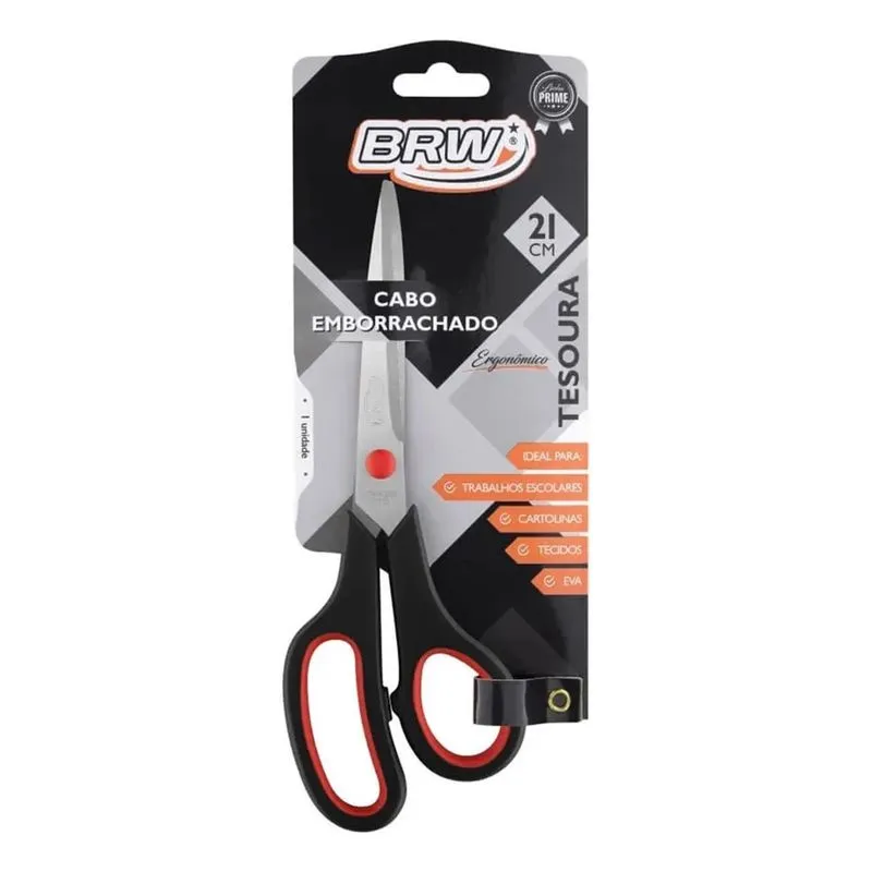 5x Tesoura Multiuso Em Aço Cabo Preto 21cm Te2101 Brw 01un