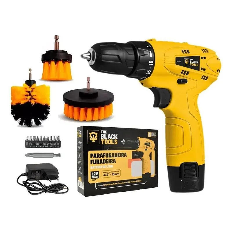 2x Parafusadeira 12v Bivolt + Kit Escova Limpeza Estofados