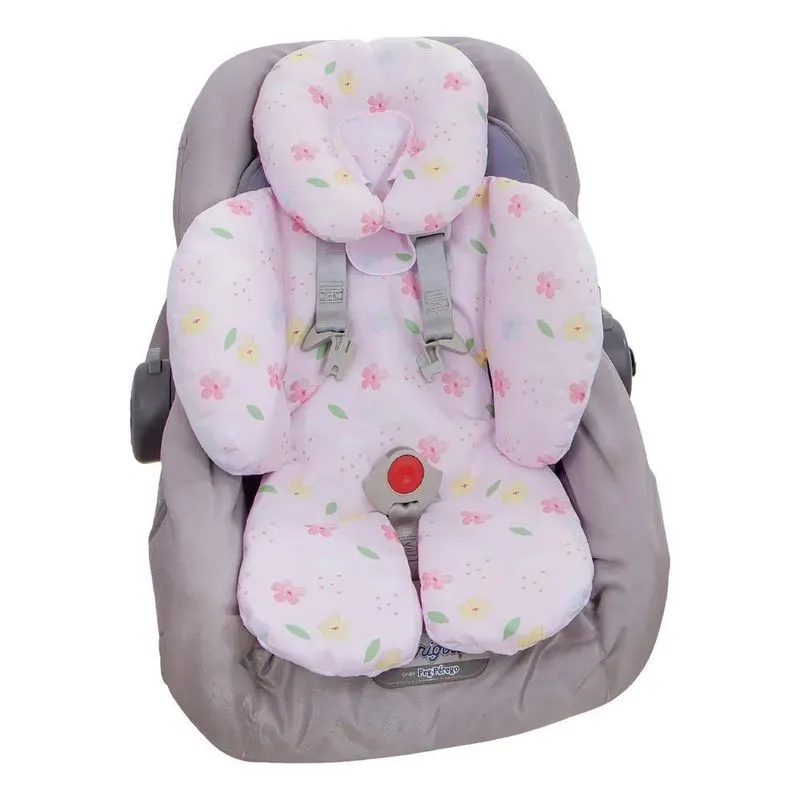 Redutor De Bebê Conforto Almofada Apoio De Co Flores Rosa