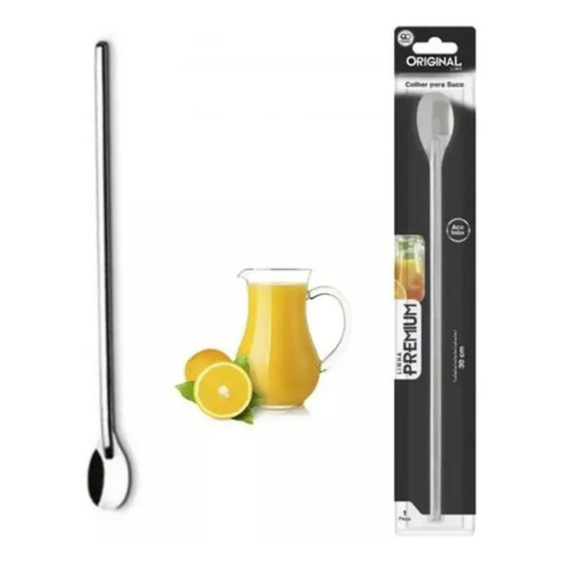 5x Colher Bailarina Longa Inox Para Mexer Suco Leite Jarra