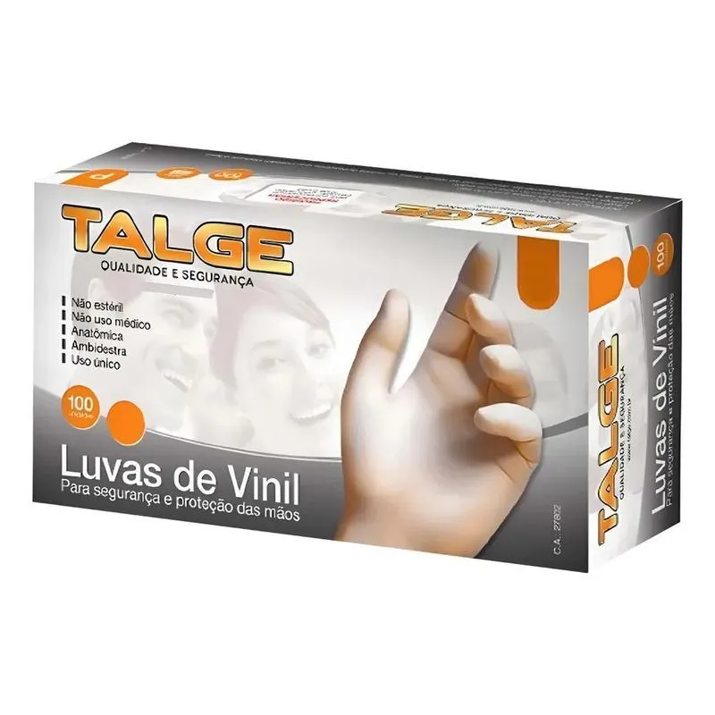 Luva Vinil S/pó Descartável C/100 M