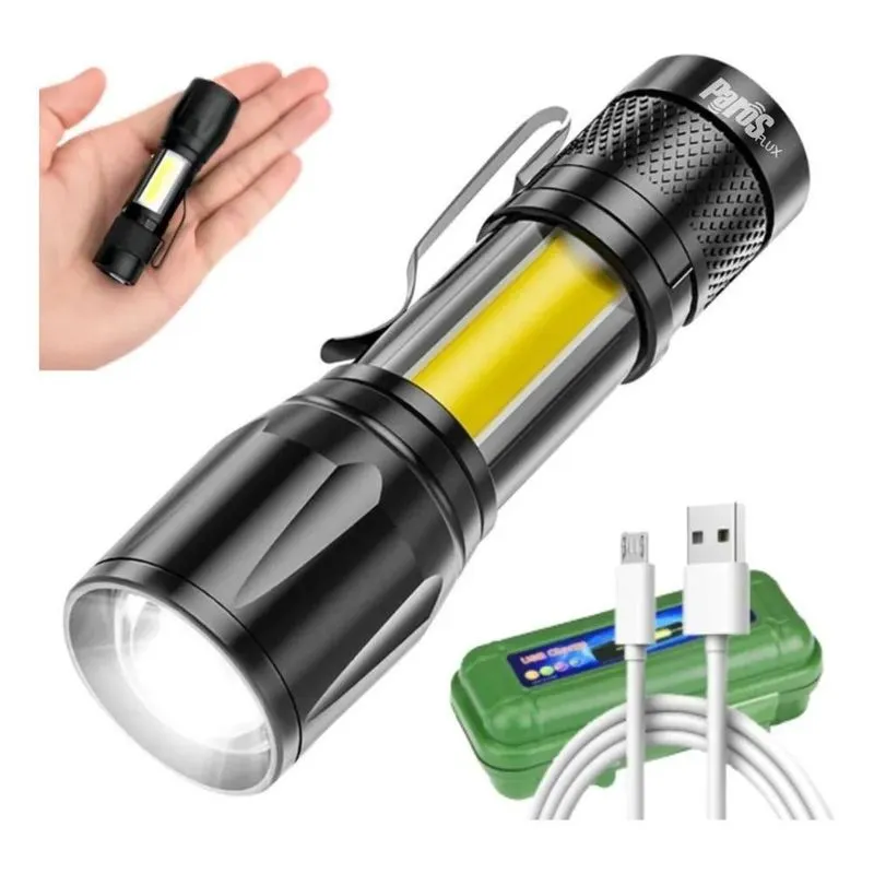 10x Lanterna Led Recarregável Usb Tática Profissional Com Z