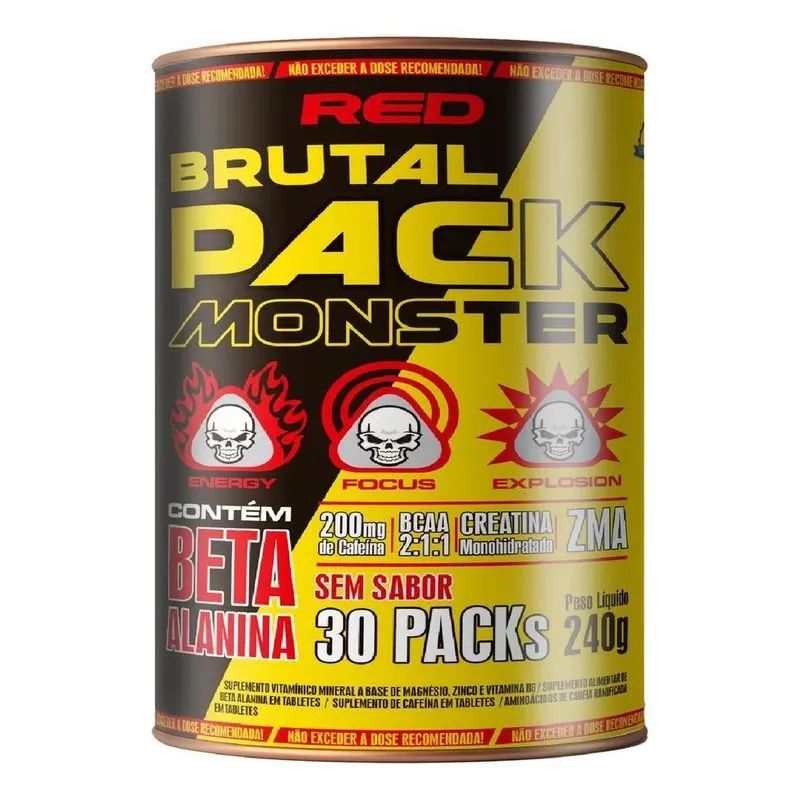 5x Brutal Pack Pré Treino 30 Tabletes Sem Sabor Red Series