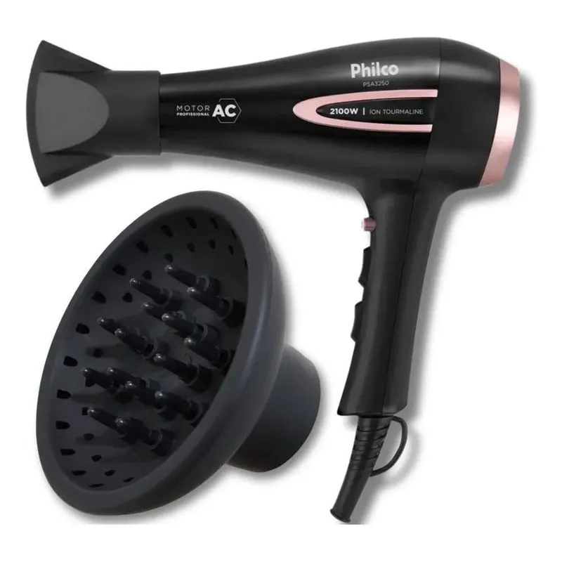 2x Secador De Cabelo Philco Com Difusor Íon Tourmaline 2100w