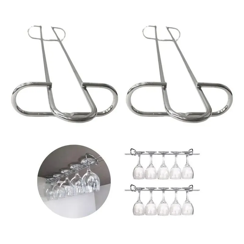 5x 2 Suporte Porta Taças Gourmet 42cm Cromado Suspenso Kit 2