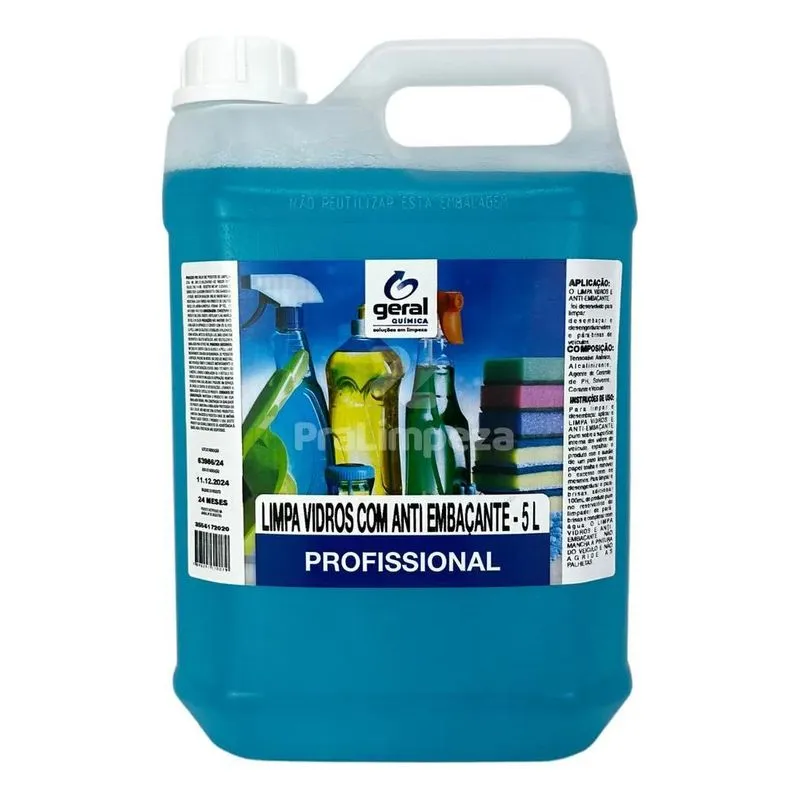 5x Limpa Vidros E Espelhos 5l - Anti Embaçante Perfumado