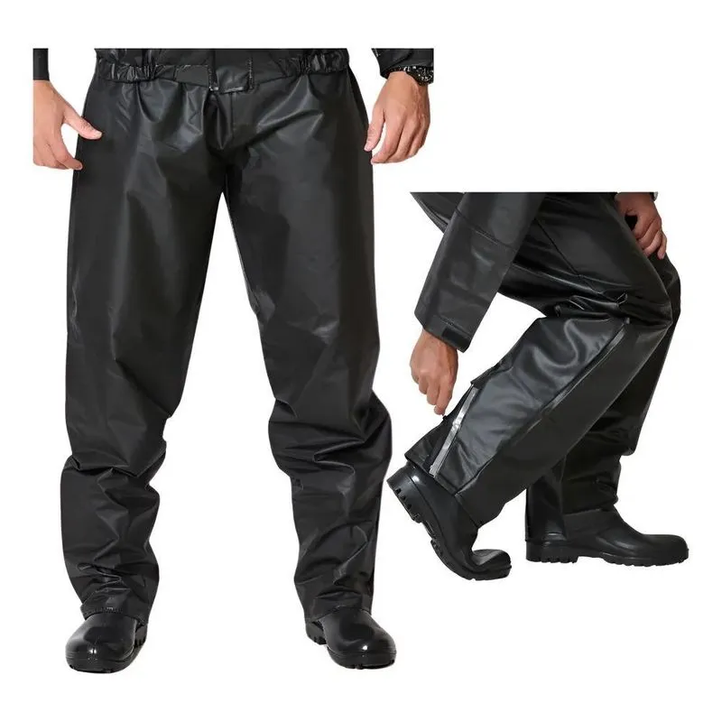 Calça De Chuva Motoqueiro Impermeável Reforçada Flexiv Preto