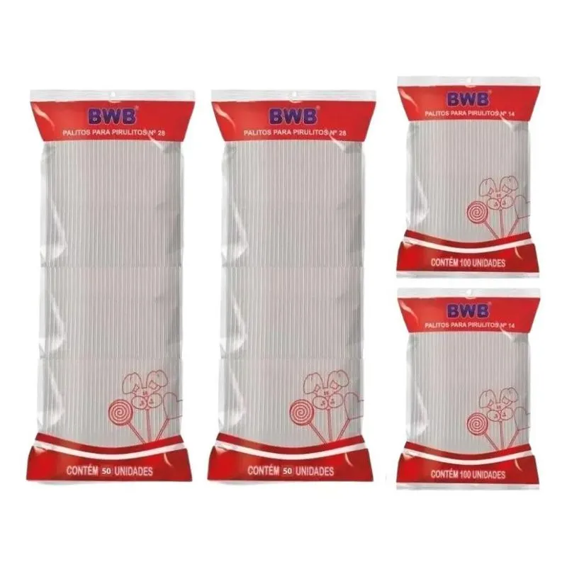 Palito Para Topo De Bolo 28cm Cristal 100 Und + 200 Und D...