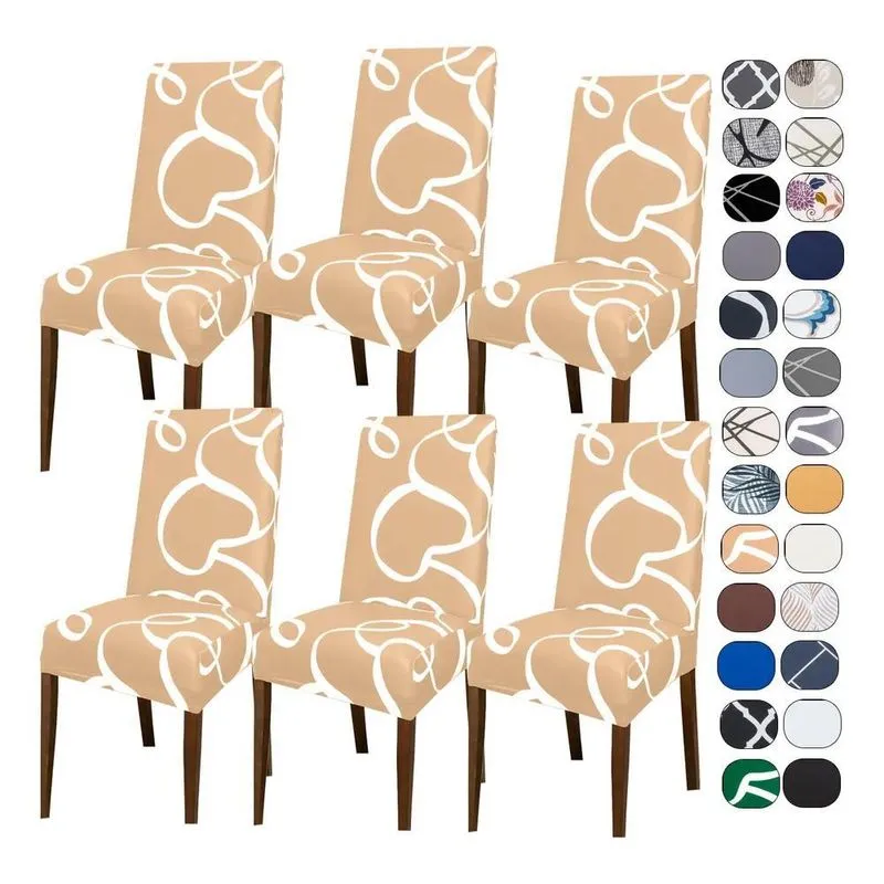 Kit 6 Capas Cadeira Jantar Tecido Importado Spandex Coke Cre