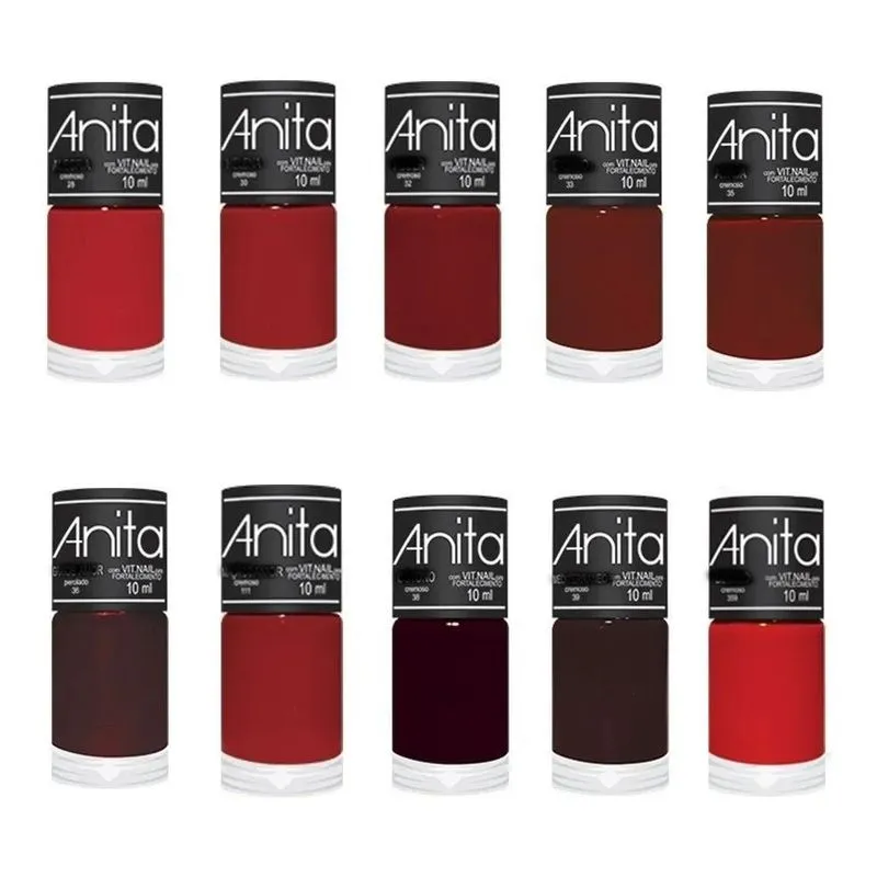 10x Esmaltes Anita Coleção De Vermelhos Clássicos Com 10 Co