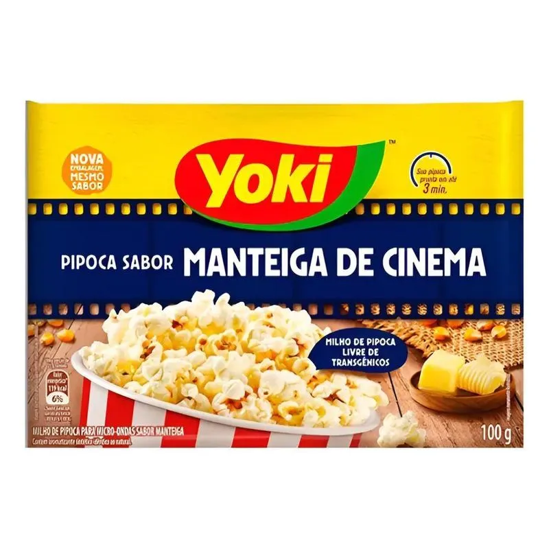 5x Pipoca Para Micro-ondas Manteiga De Cinema Yoki Pacote