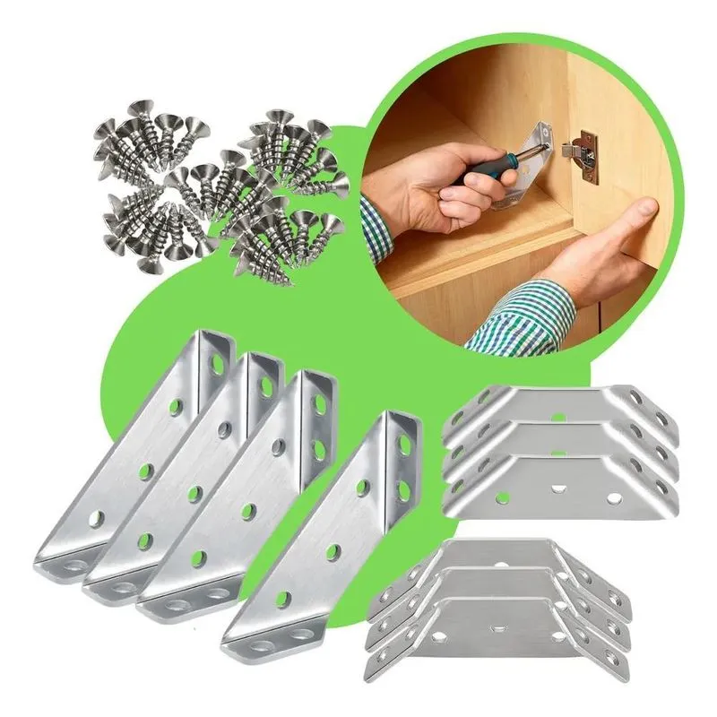 10x 10 Conector De Canto Aço Reforço Para Móveis 40 Parafus