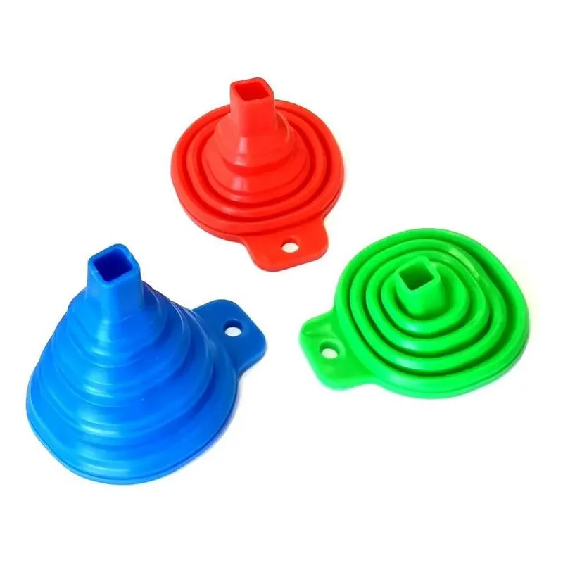 10x Funil Retrátil Dobrável Flexível 8x9cm Silicone Cozinha