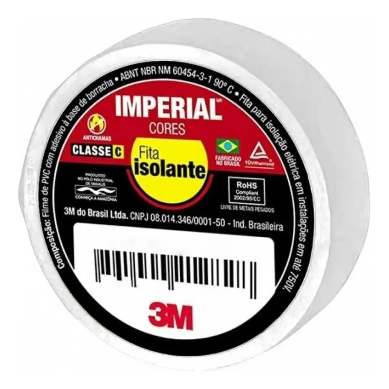 3x 3m Fita Isolante 18mmx10m Imperial Branca