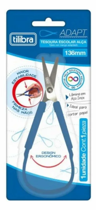 Tesoura Escolar Adapt Com Alça Ergonômica Adaptada - Tilibra