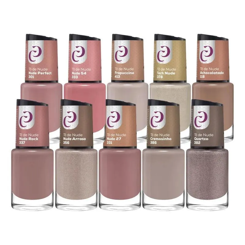 10x Kit 10 Esmaltes Cora Coleção Completa Tô De Nude Lançam