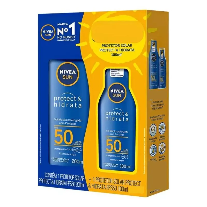 5x Kit Protetor Solar Nivea Protect Fps 50 200ml + Fps 50 10