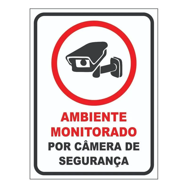 3x Placa Sinalização Ambiente Monitorado Por Câmeras Ps 1mm