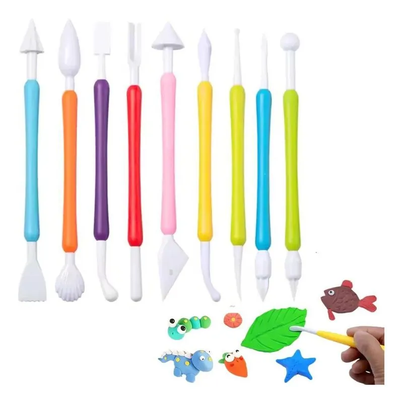 10x Kit Estecas 9 Ferramentas Para Massas, Argila, Modelage