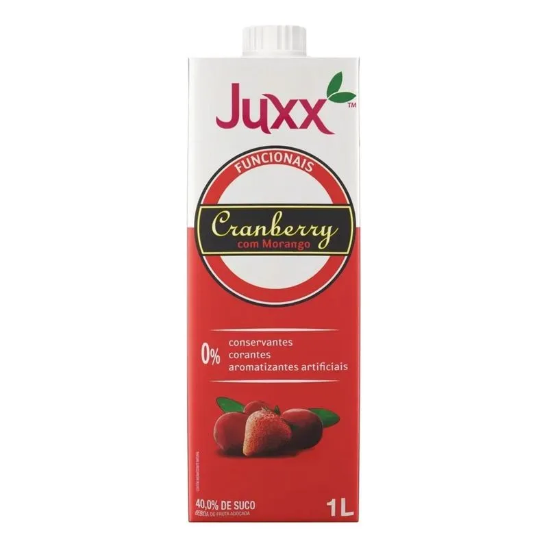 Juxx Funcionais Suco De Cranberry Com Morango Sem Glúten 1 L