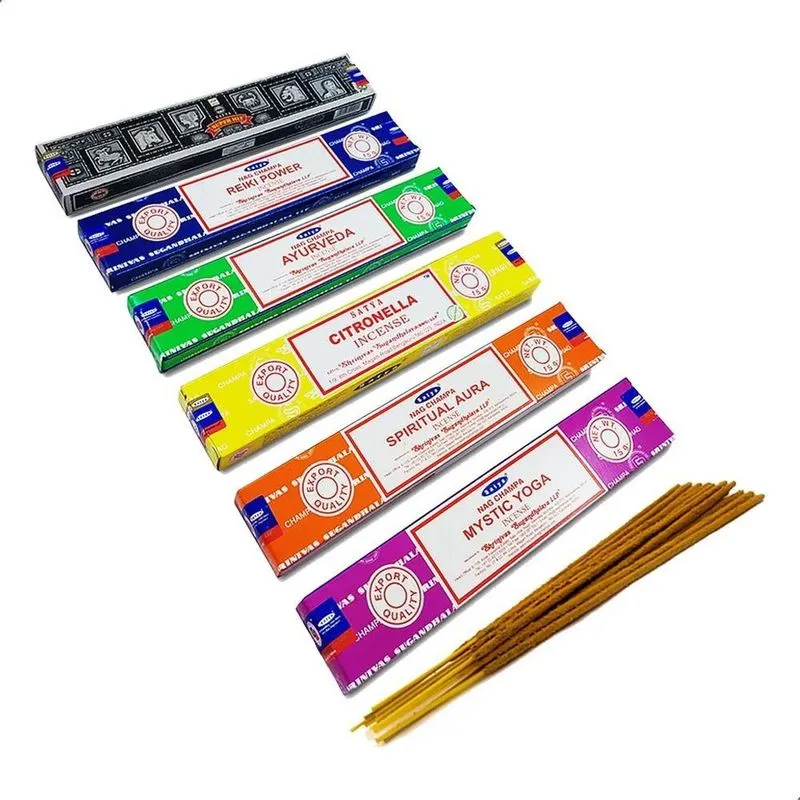 10x Incenso Nag Champa Massala Satya Aromas Mistos 6cx D15gr
