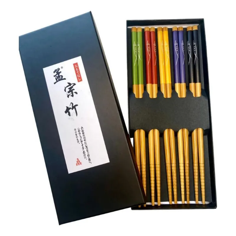 Kit 5 Pares Hashi Gato Da Sorte Palitinho Reut Madeira Saury