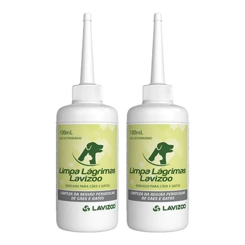 5x Kit Com 02 Limpa Lagrimas Lavizoo Cães E Gatos 100ml