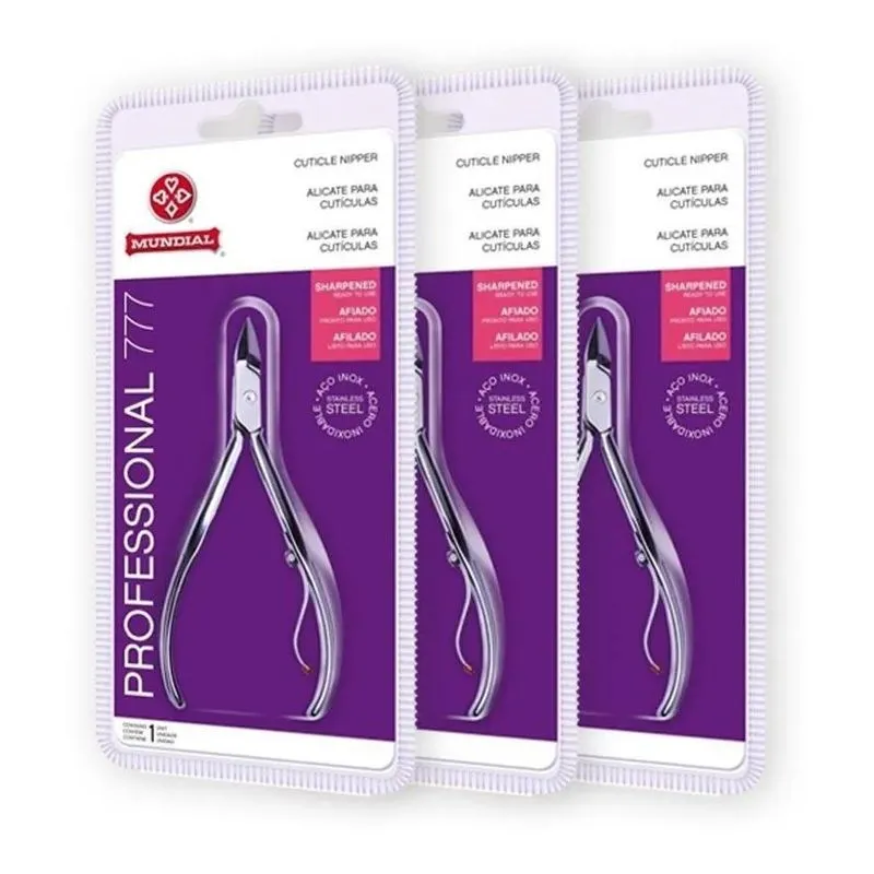 10x Kit 3 Alicates Inox Cutícula Afiado 777 Profissional Mu