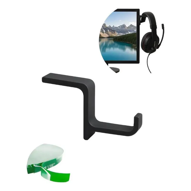 2x Suporte Gancho Fone Headset Monitor Tv Setup Com Fita 3m