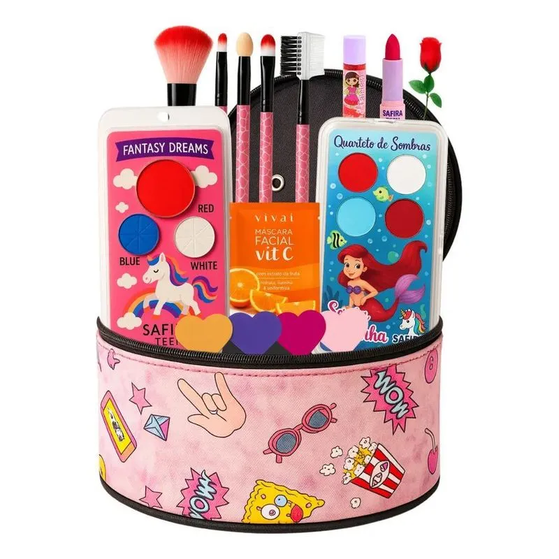 10x Kit Infantil Criança De Maquiagem Com Meletinha Make Li