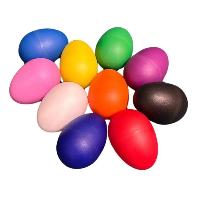 10x 10 Ganzás Ovinhos Coloridos De Percussão Musical Instru
