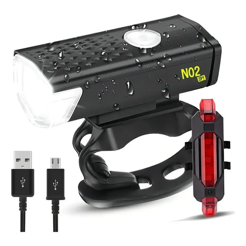 3x Kit Farol E Lanterna Para Bicicleta Bike Led Potente Usb