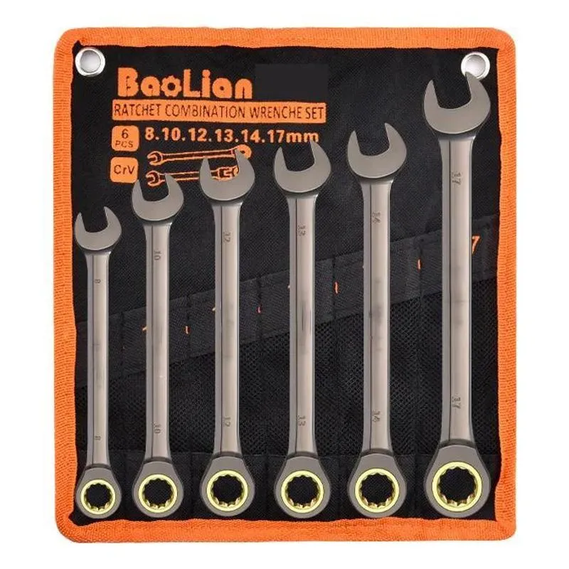 5x 6 Peças Jogo Chave Combinada Catraca Articulada 08 A 17mm