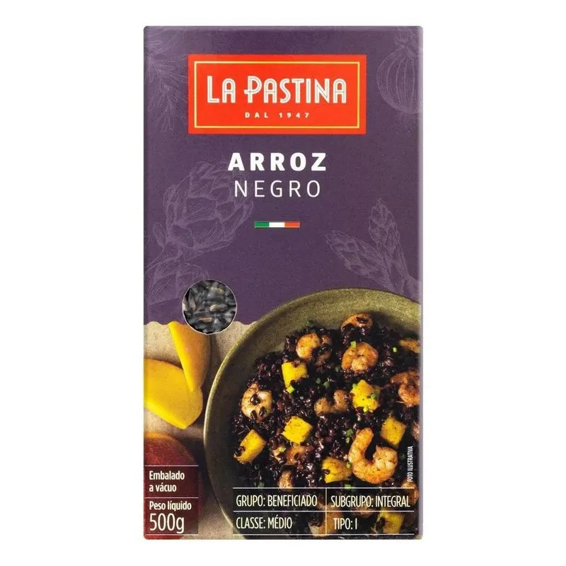 5x Arroz Negro Tipo 1 Integral La Pastina Caixa 500g