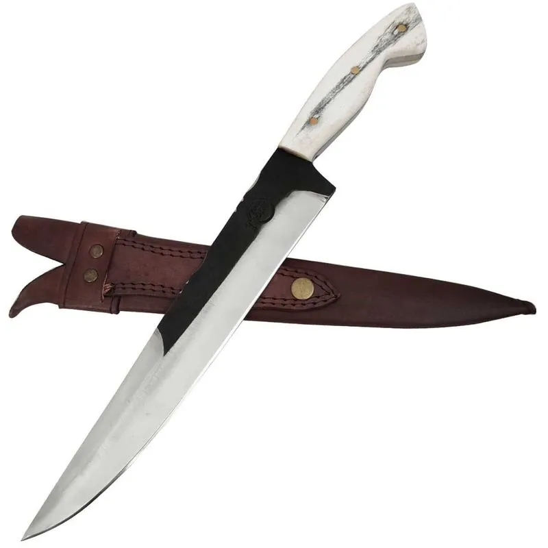 Faca Artesanal em Aço Cirúrgico Inox 420c 10' Cabo Osso de Búfalo Gaúcha Churrasco