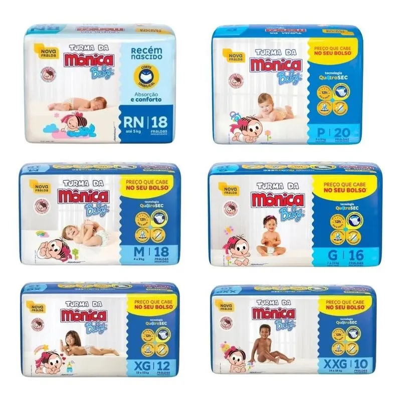 5x Fralda Turma Da Monica Baby Jumbinho - Escolha O Tamanh