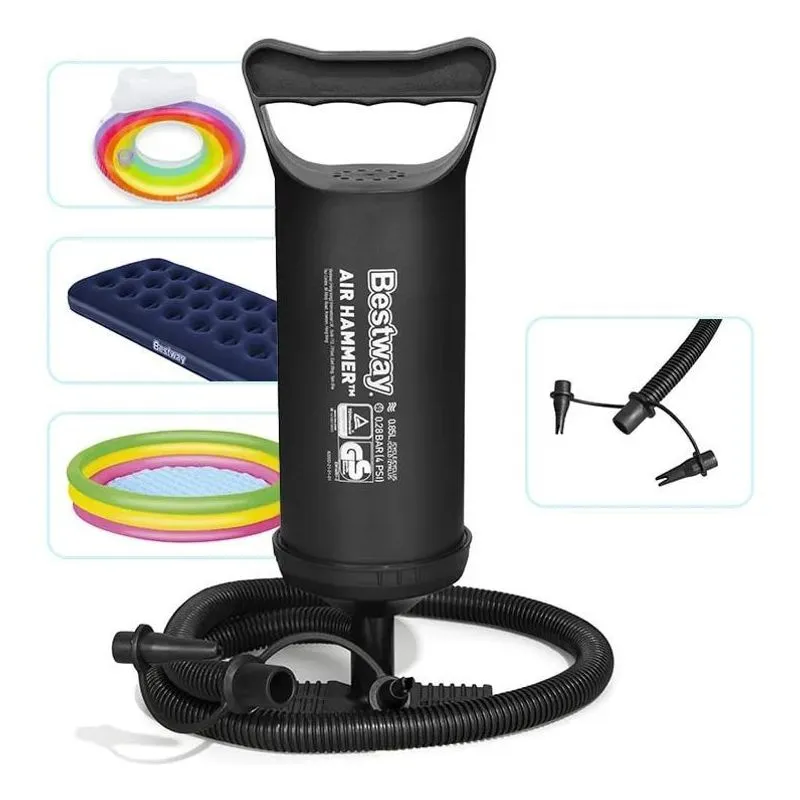 3x Bomba De Ar Manual 30cm Com 3 Bicos Adaptadores Bestway C