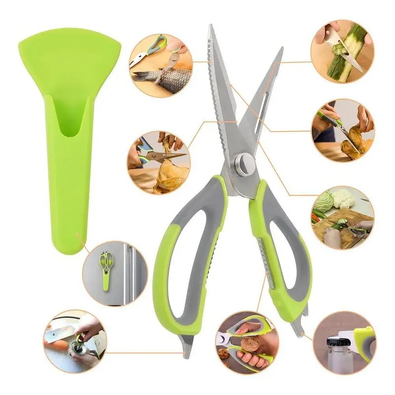 2x Tesoura Culinária Cozinha Desossa Aves Trinchante Prana C