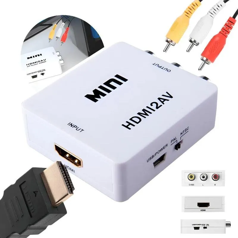 Adaptador Converte Entrada Hdmi Em Saida Av Rca Tv De Tubo
