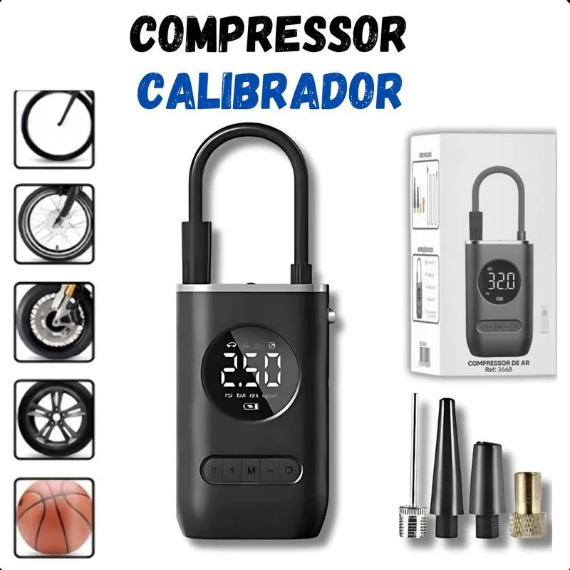 Mini Bomba De Ar Portátil 150 Psi - Recarregável Bivolt