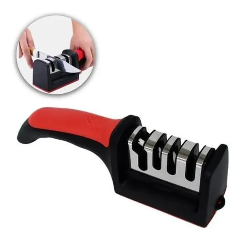 10x Afiador Ergonômico De 4 Ranhuras Para Cozinha E Tesoura